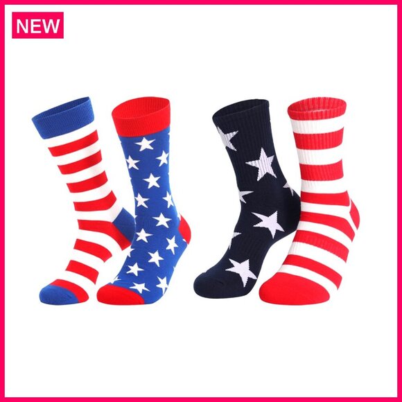 Other - 2-Pair Patriotic Socks, Cotton Blend, Unisex Fit, Holiday Gift